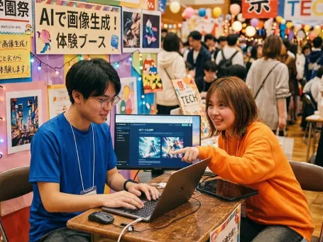 体験ブースで実際にAI体験をしている様子の写真